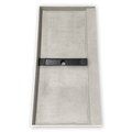 Redi Trench closeout shower pan, 32 x 72 in, center trench drain, top view, curb on the side