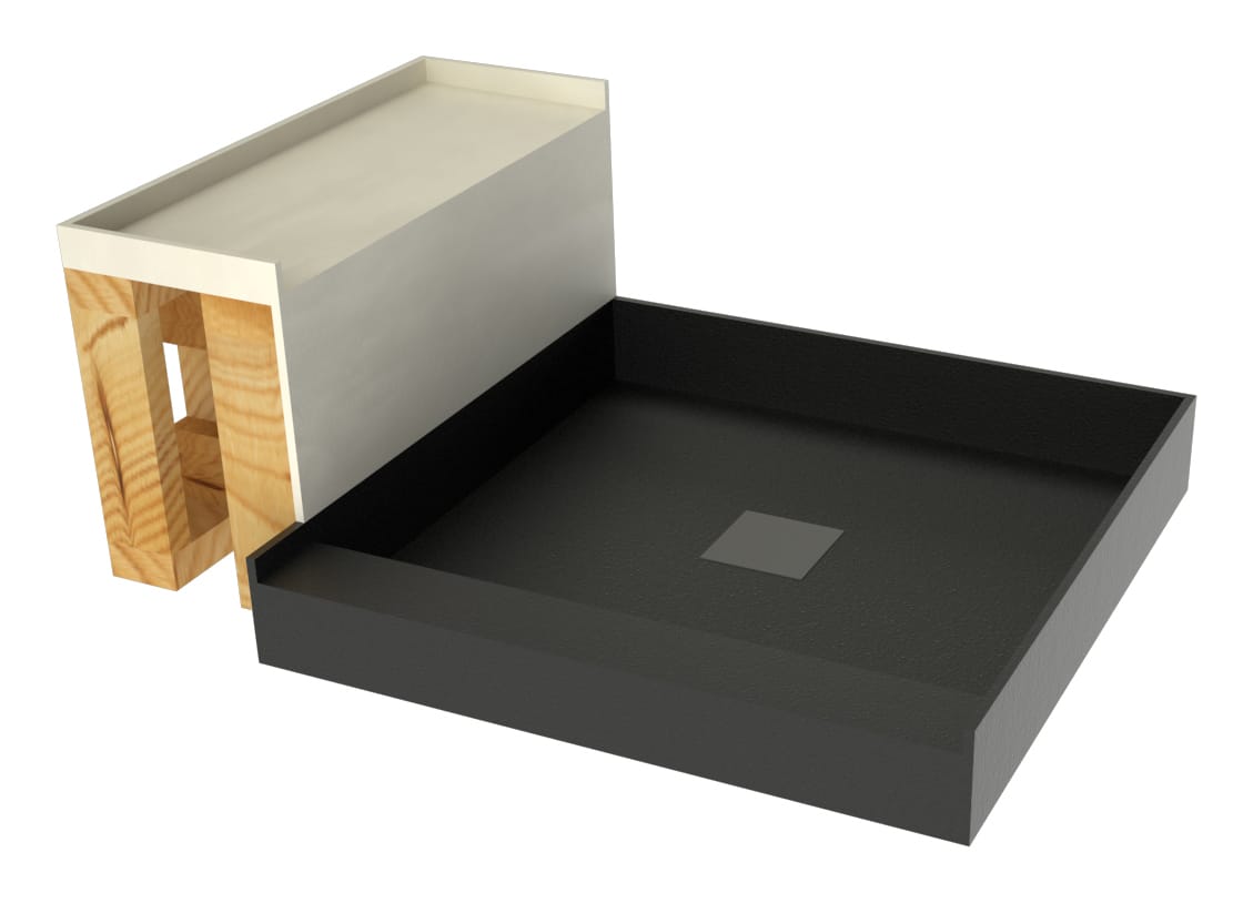 Base'N Bench® 36 In x 48 In Single Curb Shower Pan with Center